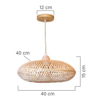Medidas do Lúminaria Pendente Rattan de Palha Nova Guine Detalhes
